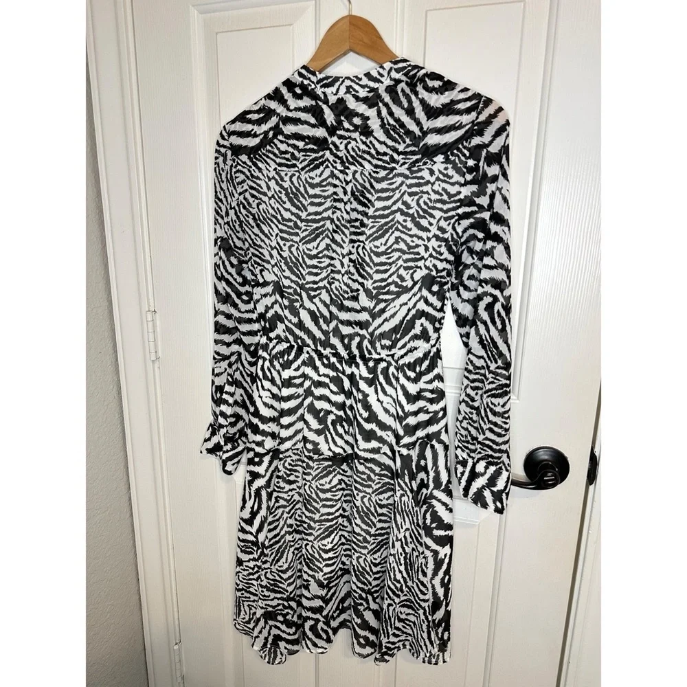 AllSaints Black White Zebra Print Mixed Media Martina Remix Dress Sz S Chic Glam - Picture 5 of 9